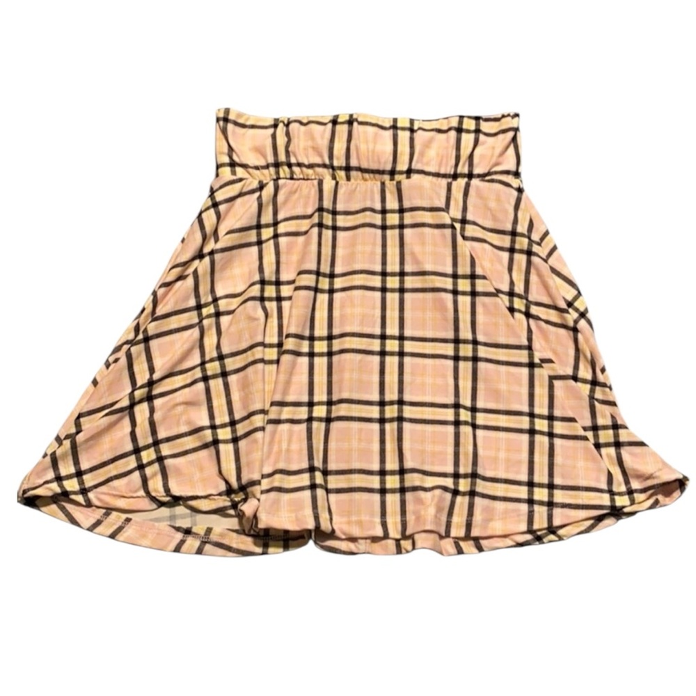 Preppy Academia Pink Plaid Skater Skirt